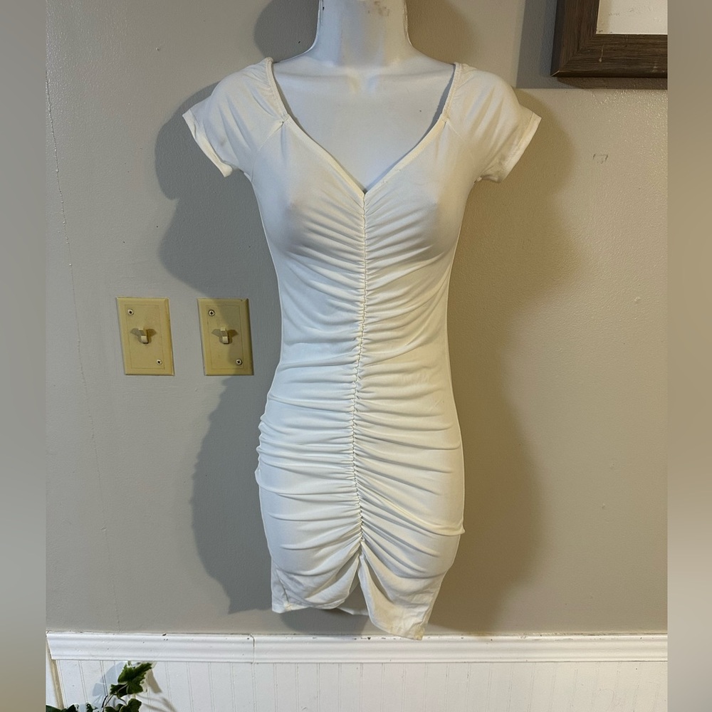 Joe & Elle Cream Ruched Mini Dress